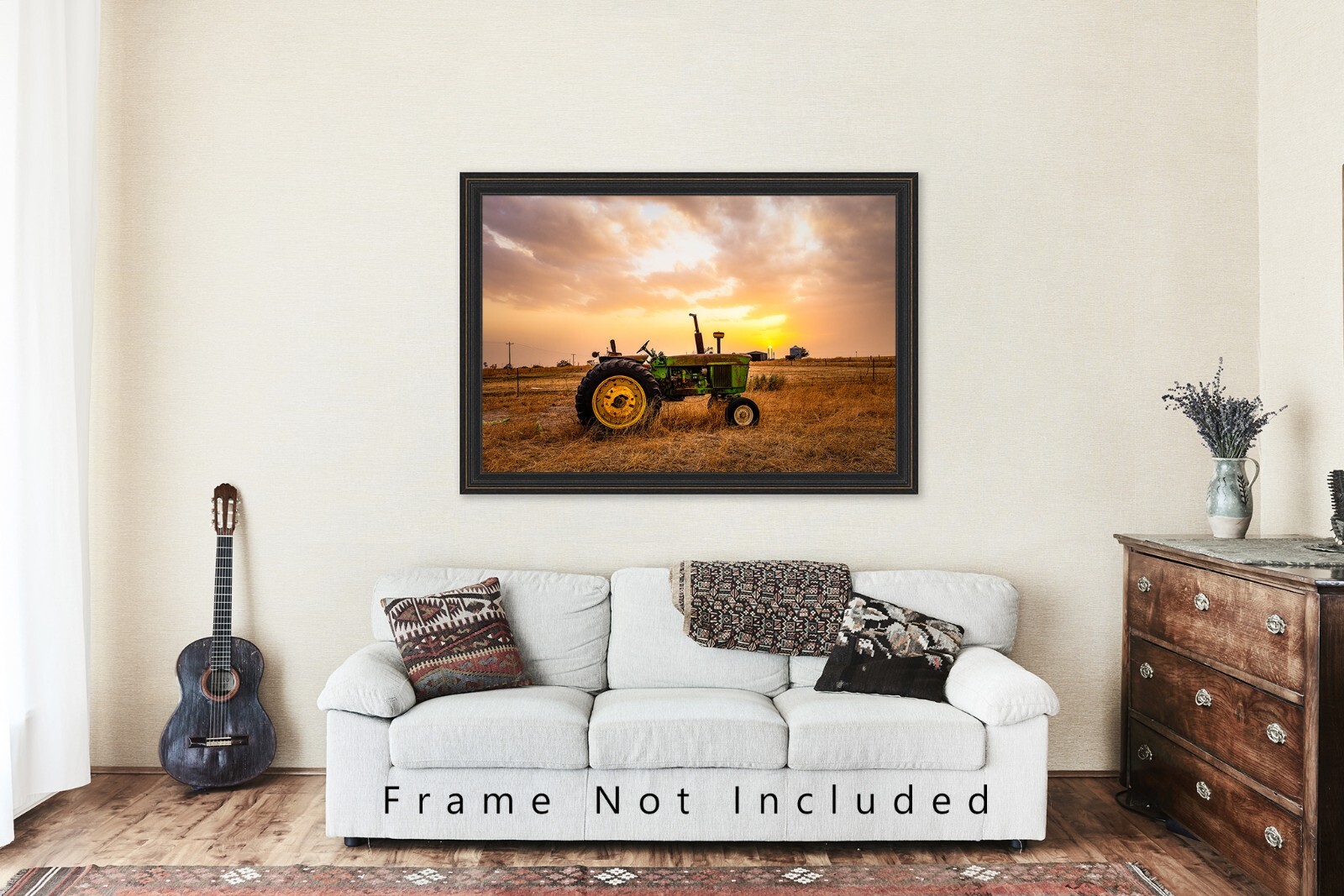 Country Photography Print – Picture of Tractor at Sunset in Texas