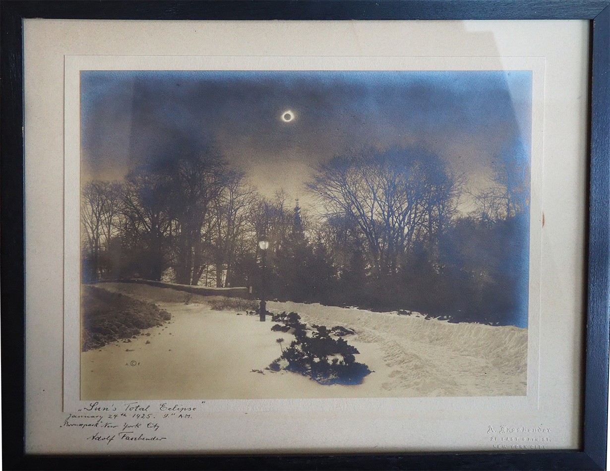 Suns Total Eclipse Bronx Park NYC antique signed 1925 photo by Adolf Fassbender