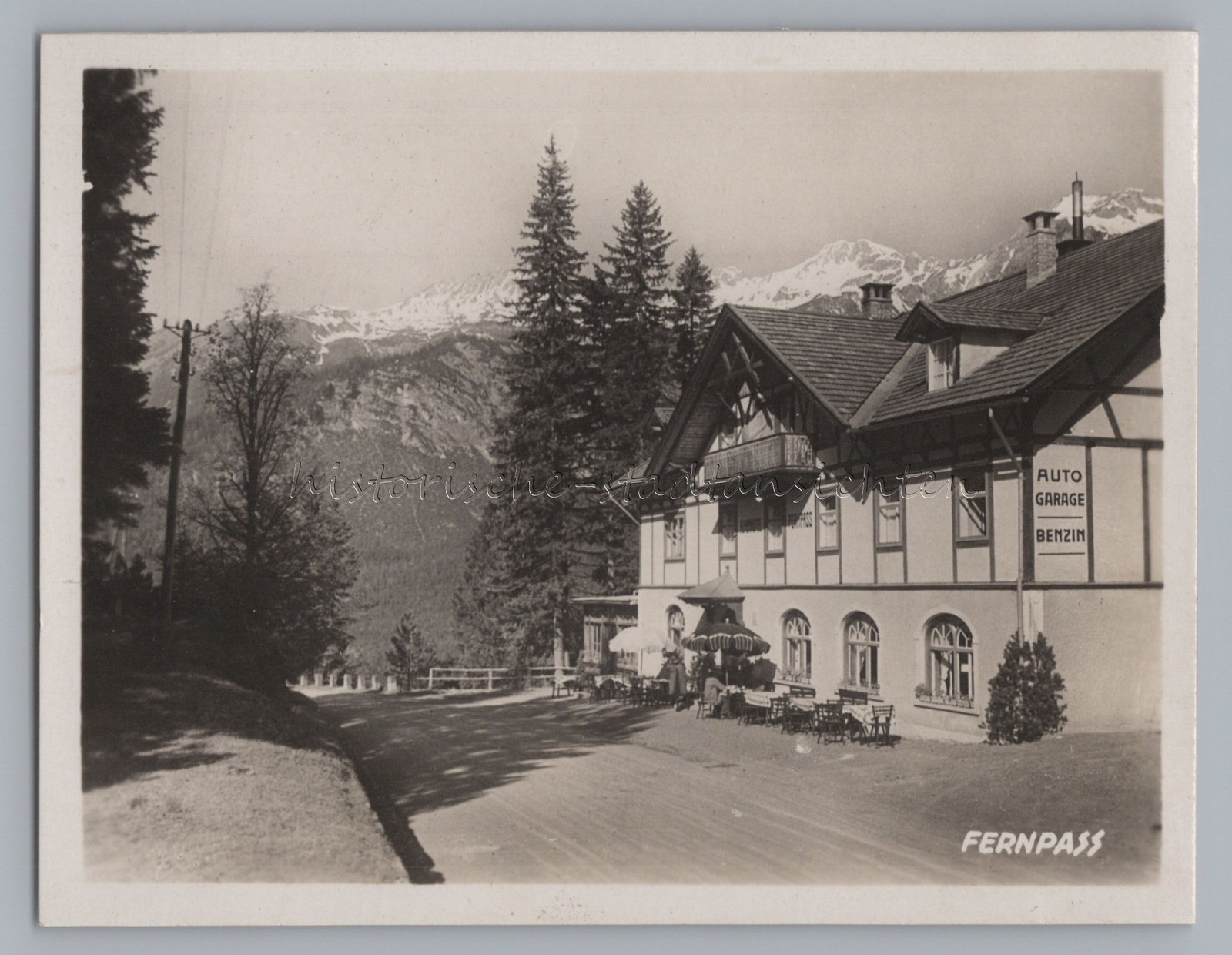 Fernpass Austria – Restaurant next to Pass Road – Old Photo 1930s