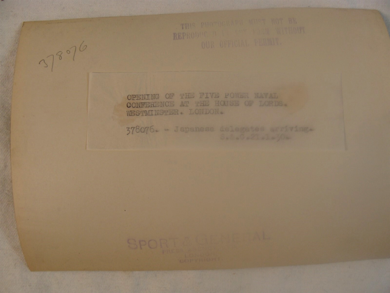 2 Original 1930 Five Power Naval Convention London Photographs
