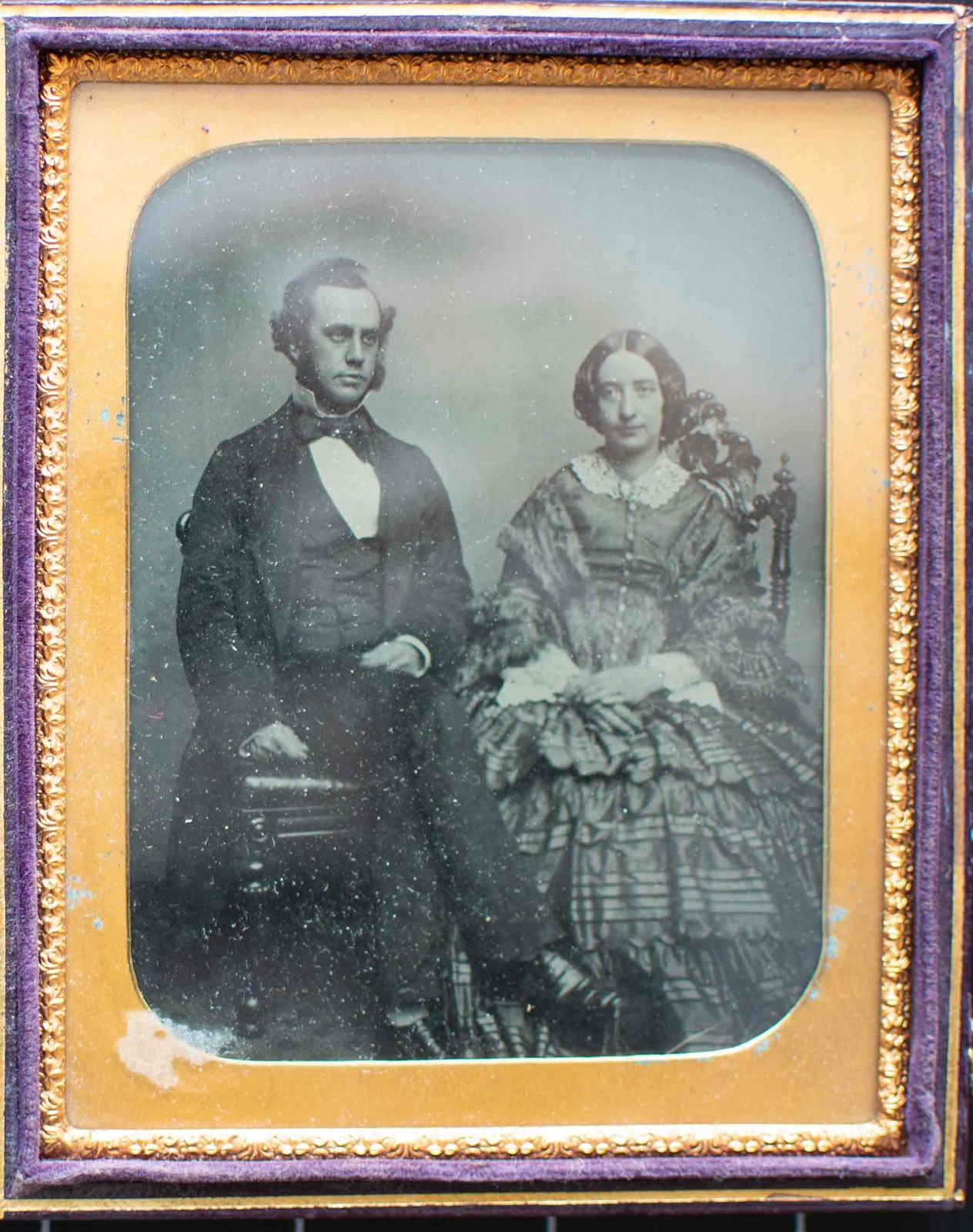 Portrait Couple America Original Photograph Daguerrotype Framed Circa 1855