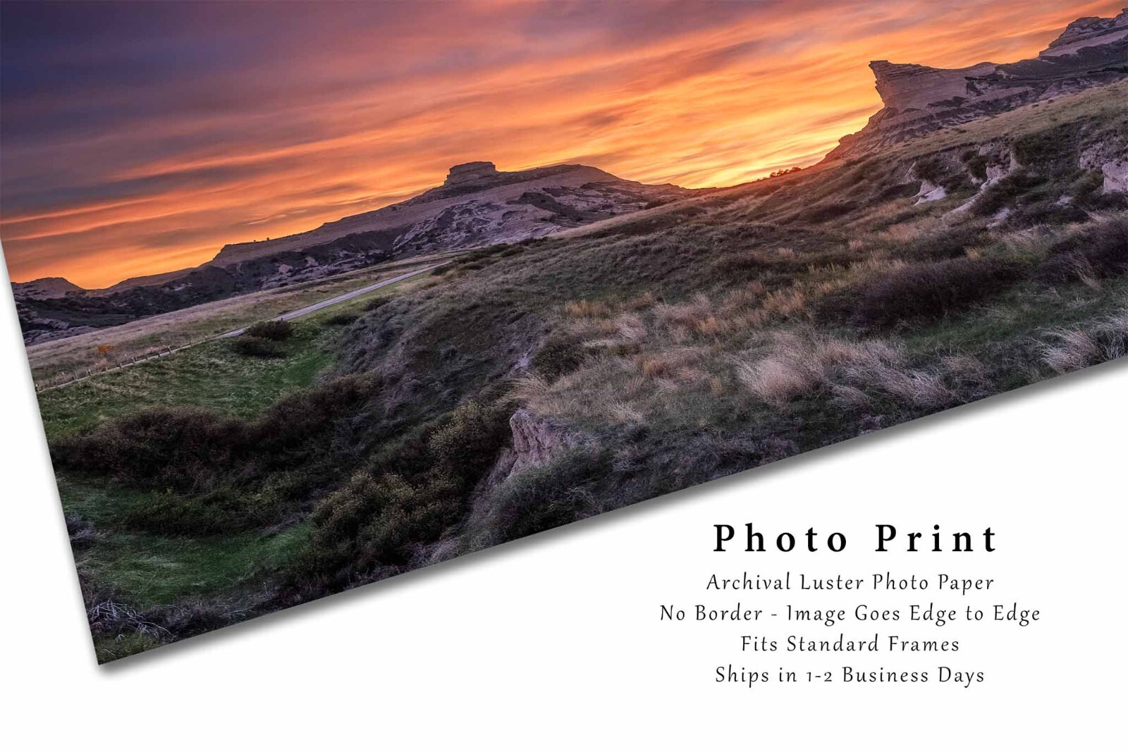 Scotts Bluff Photography Print: Nebraska Sunset Landscape Sky Prairie Photo