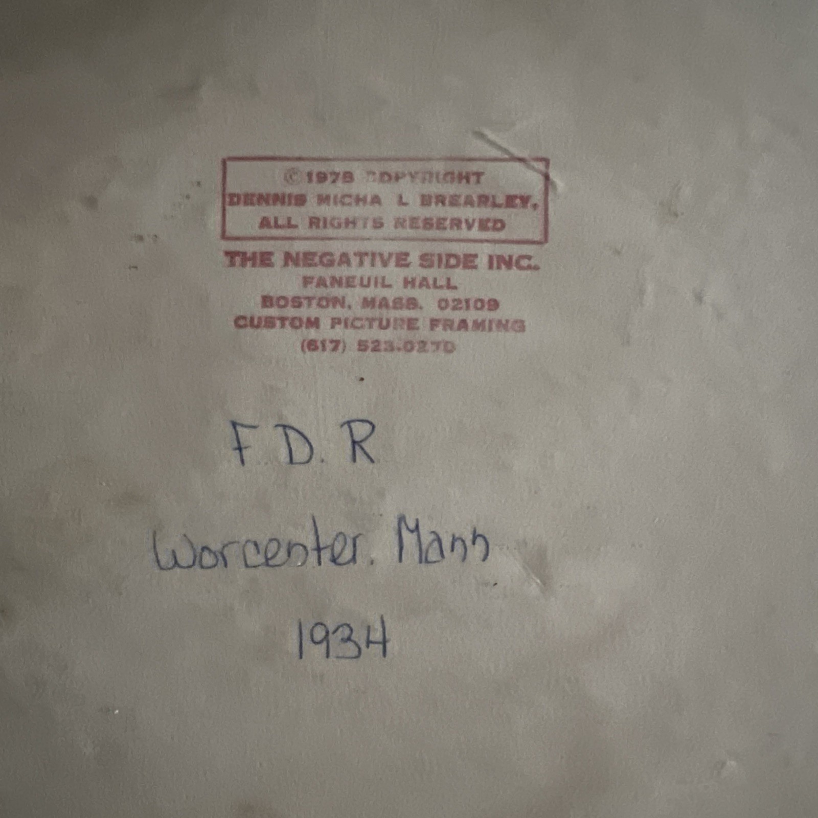 Dennis Michael Brearley, “Faneuil Hall, Boston, MA 1978” The Negative Side FDR