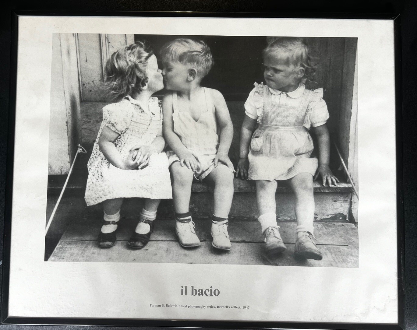 Baldwin Bruwell’s 1957 Black & White Children Photograph “Il Bacio” “The Kiss”
