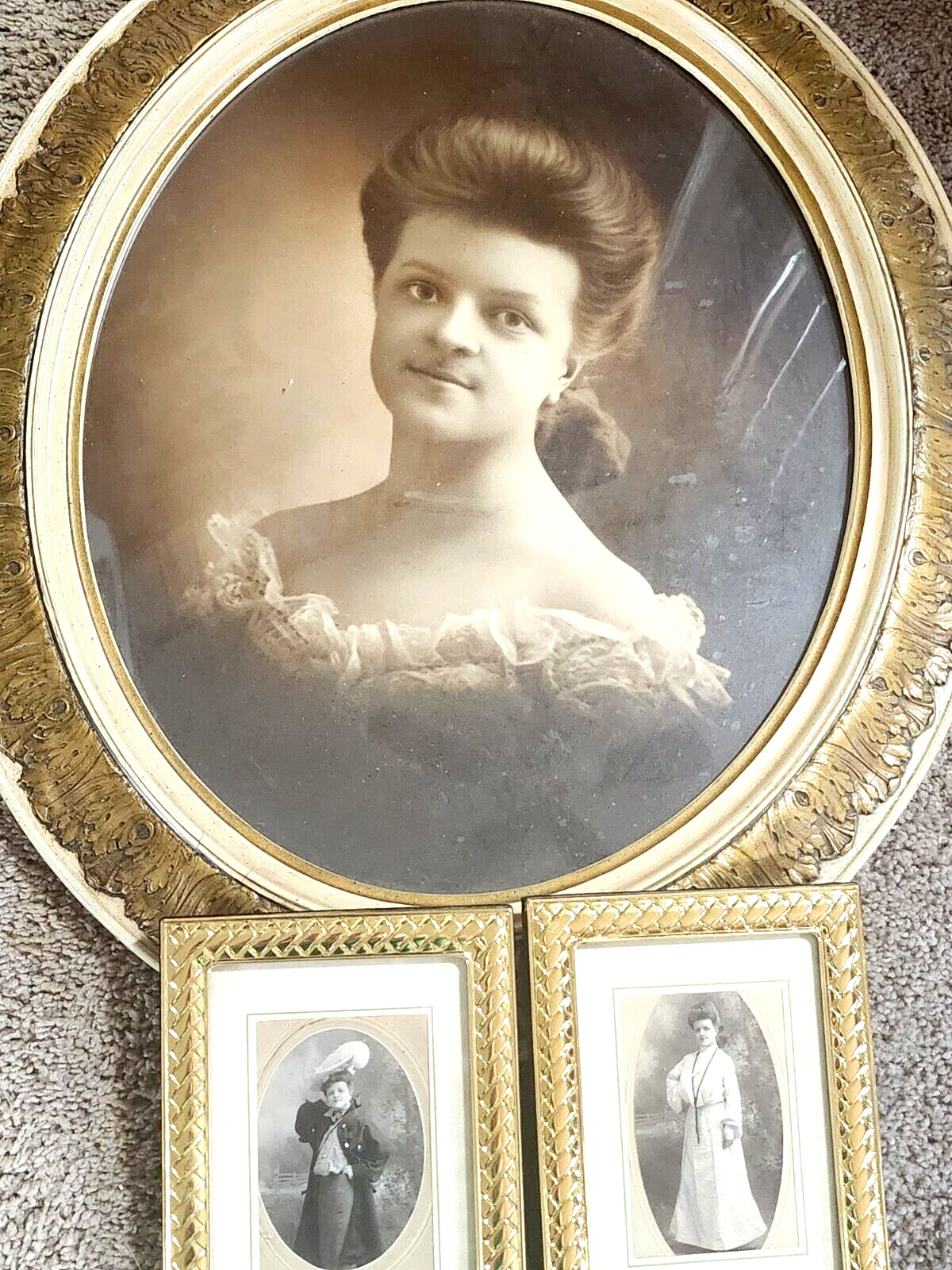 VINTAGE GESSO FRAME 1920 DEBUTANTE WITH A SET OF 2