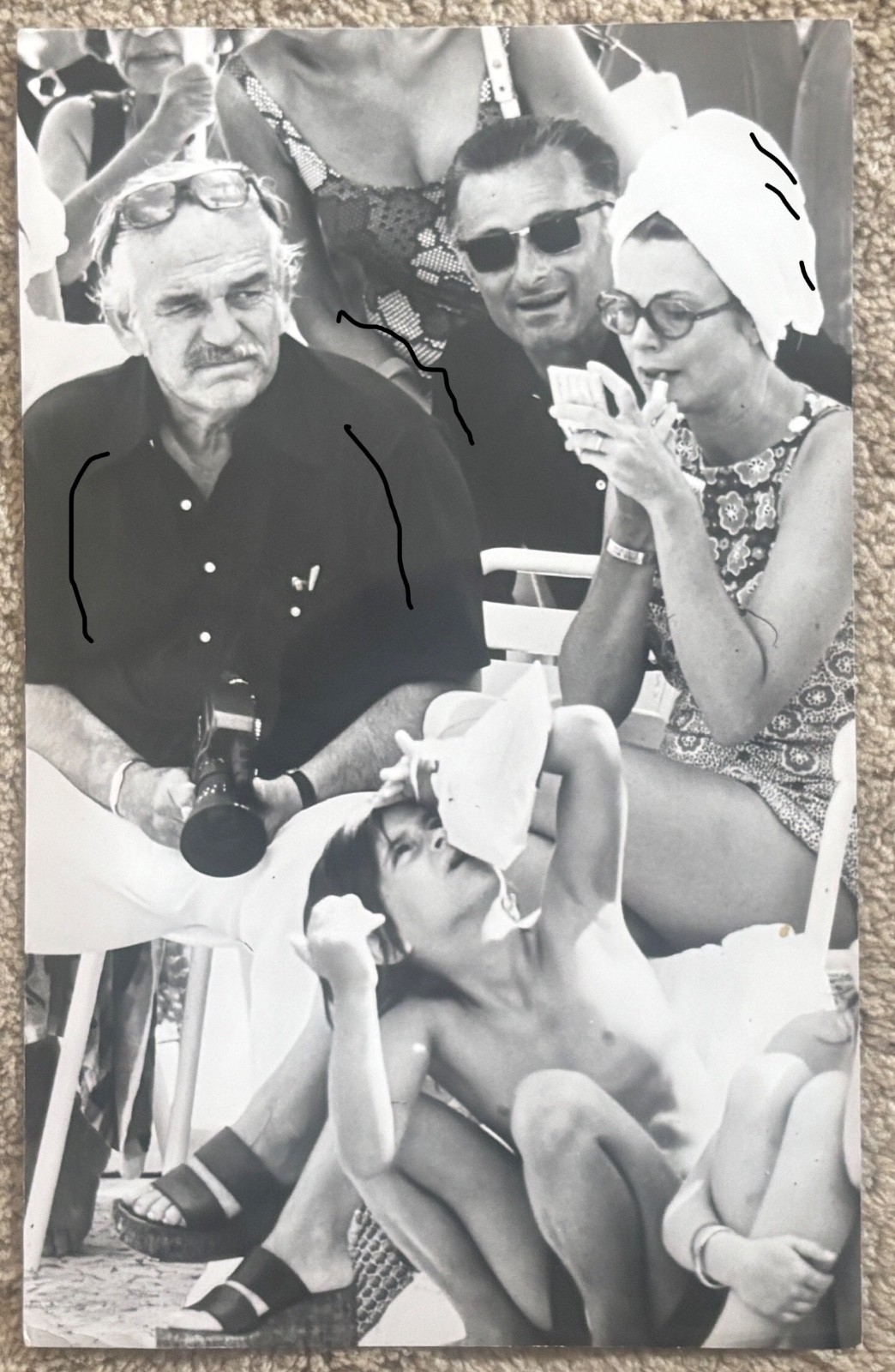 24x15cm Vintage Archive Photo 1975 Prince Rainier + Princess Grace Kelly of Monaco
