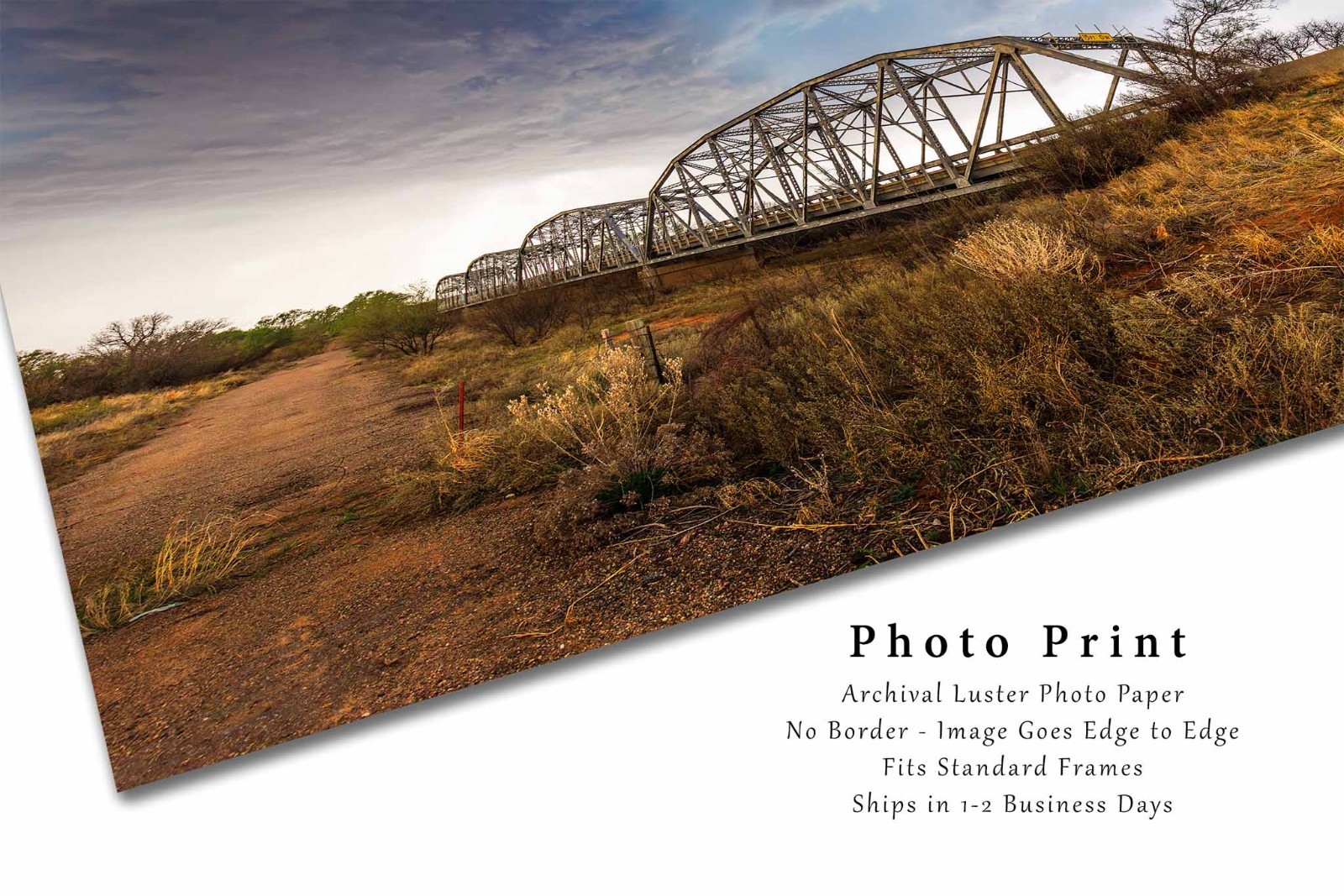 Aqua Colored Thunderstorm Over Old Bridge in Texas Panhandle Photography Print