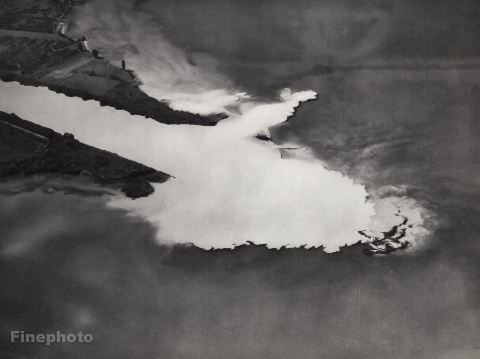 1930 Vintage LAKE GENEVA RHONE River Landscape Aerial Abstract 11×14 By EMIL GOS