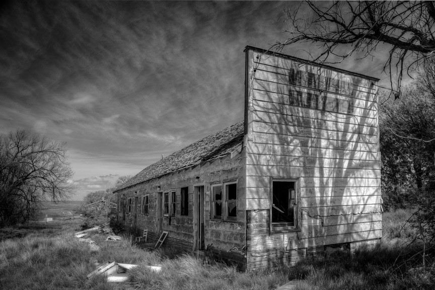 Fine Art Photography, B&W, Old apartments, 8×12, Near Last Chance Colorado