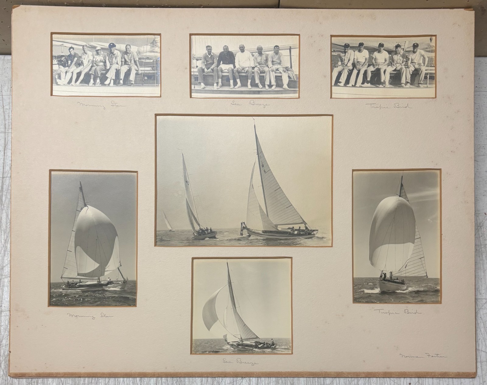 Original NORMAN FORTIER Sailboat YACHT RACING Sailors & Sailing SIGNED Photo