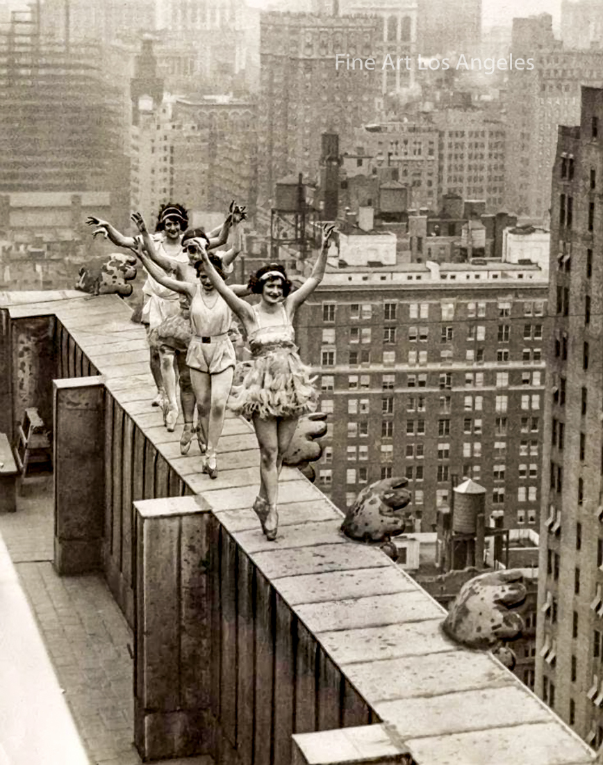 Photo of Four Ballerinas Dancing on Edge of Skyscraper, New York, 1925