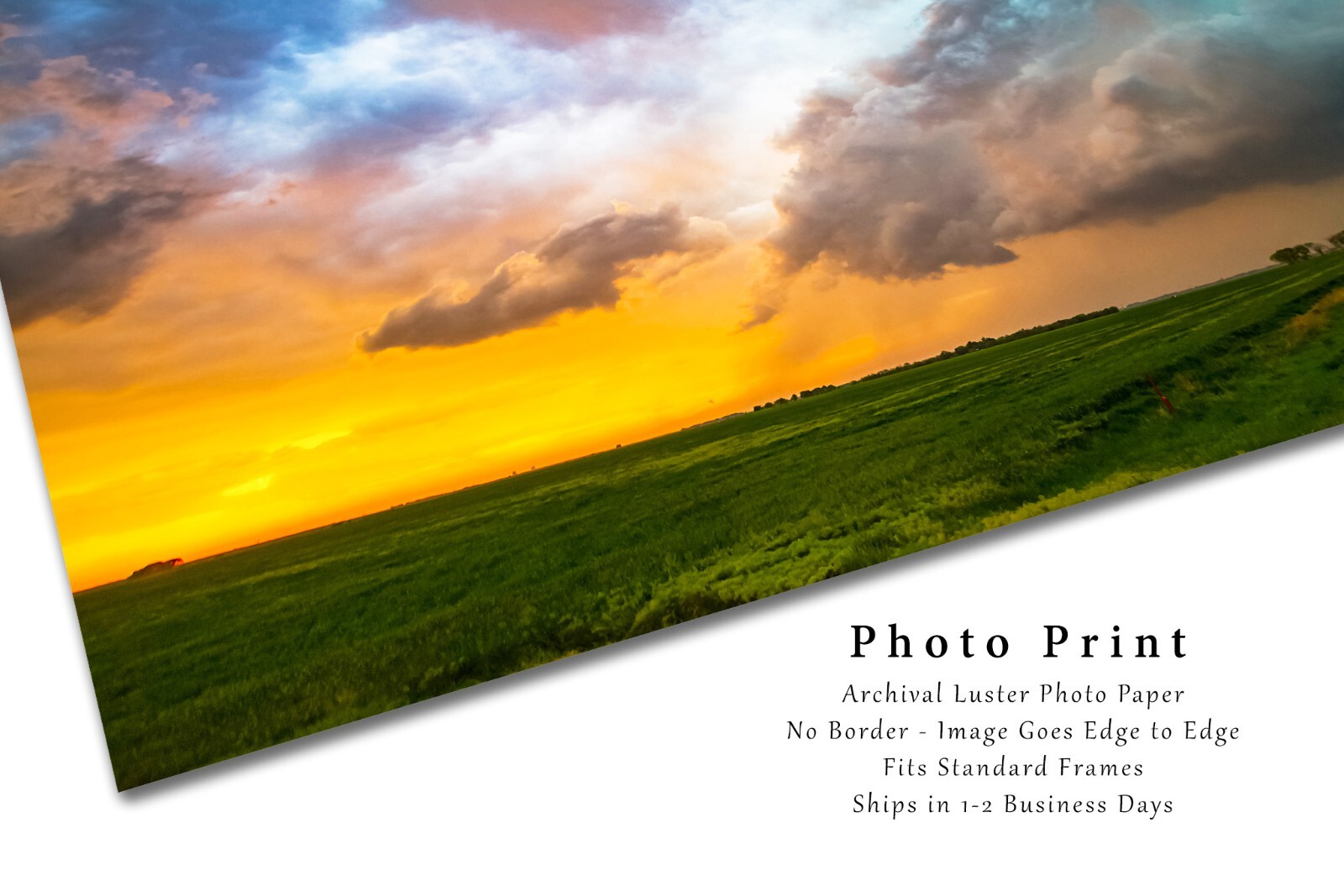 Storm Clouds Photography Print: Kansas Sunset Thunderstorm Weather Sky Photo