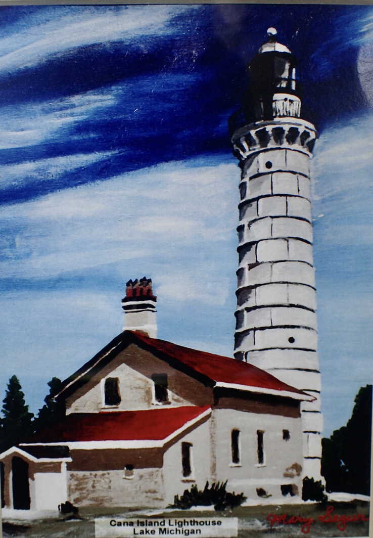 Mary A. Segur Print Cana Island Lighthouse Michigan Metal Framed 11×9