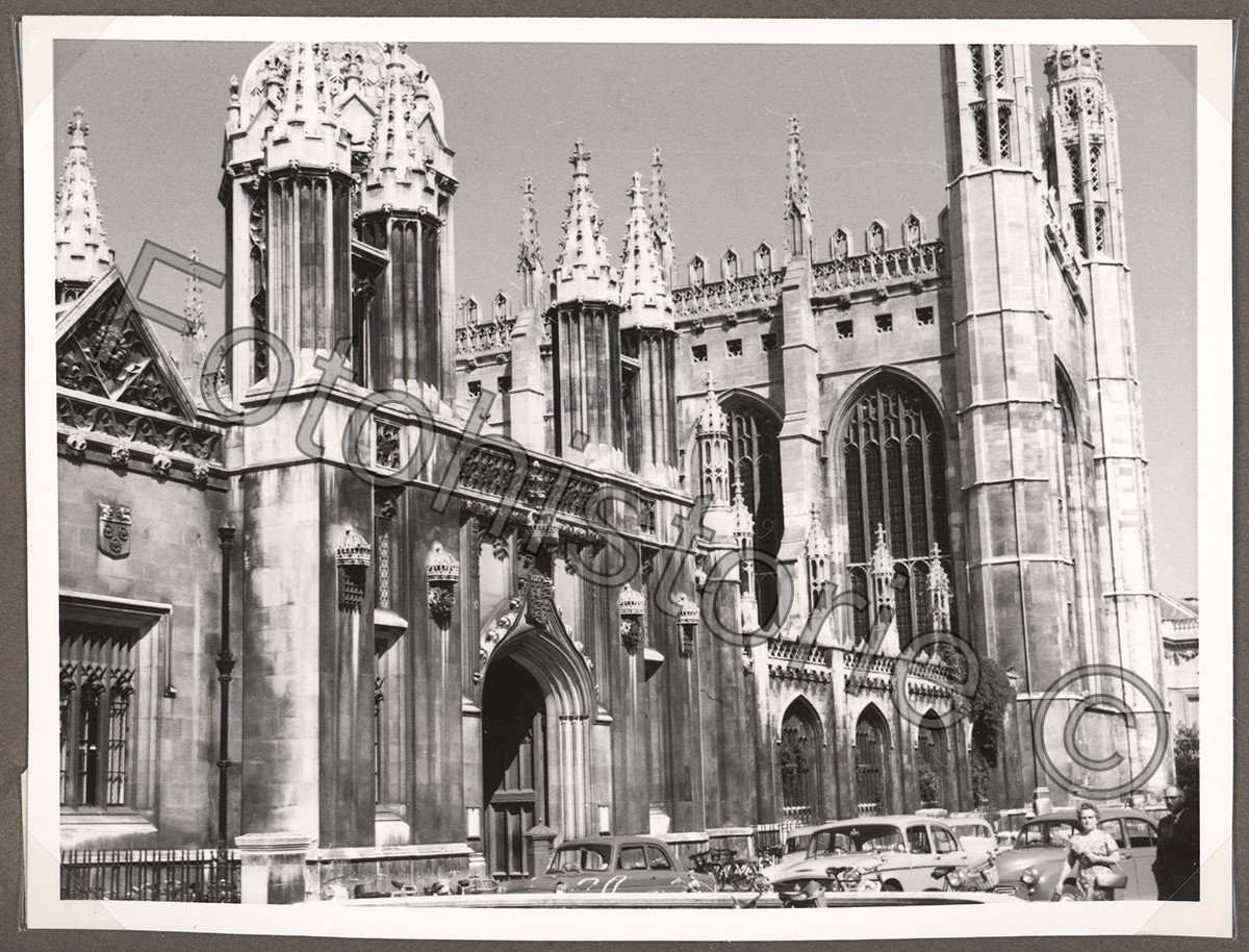 Photo England Cambridge King’s College Chapel Cars Street Scene 1959 Car