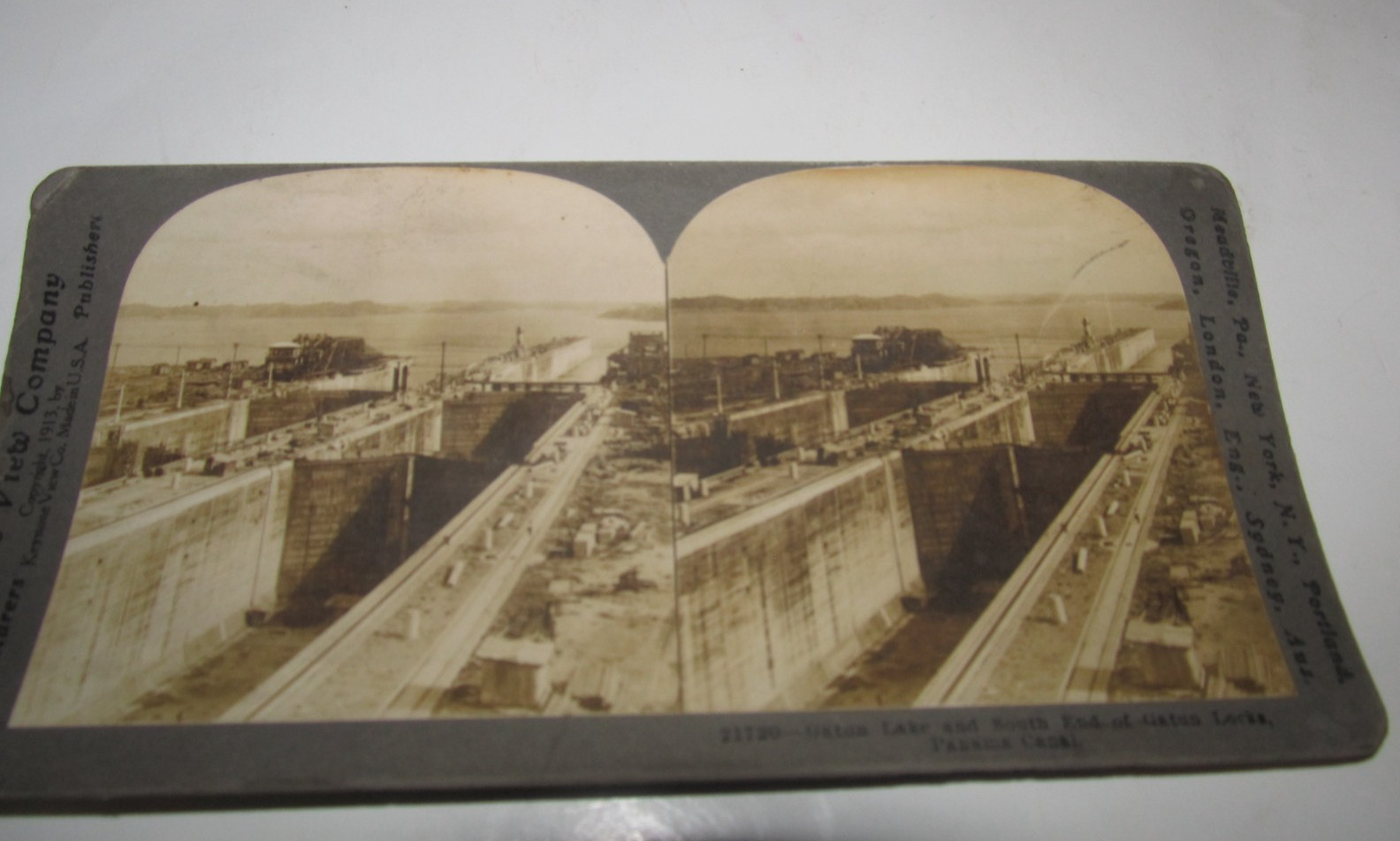 Antique Stereo Scope View Picture Slide Panama Canal (WSC3)
