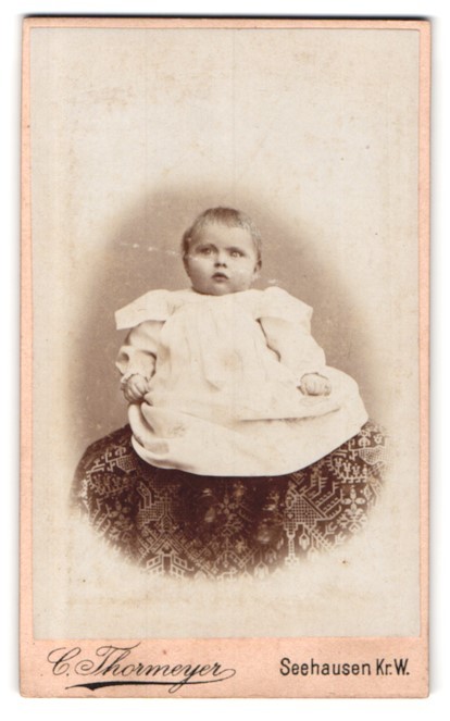 Photograph C. Thormeyer, Seehausen, Toddler in White Dress 1899