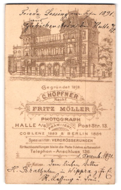 Photograph C. Höpfner, Halle a. S., Post-Str. 13, view Hall a. S., Building