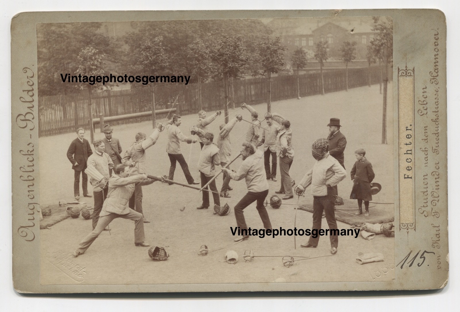 G1865 CDV Photo KAB 1888 Hanover Student Studentika Students Fencing Hitting
