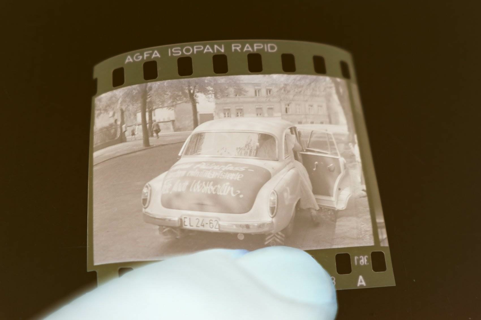 Great Old Negative GDR Vintage with Slogan Free West Berlin 50-60s