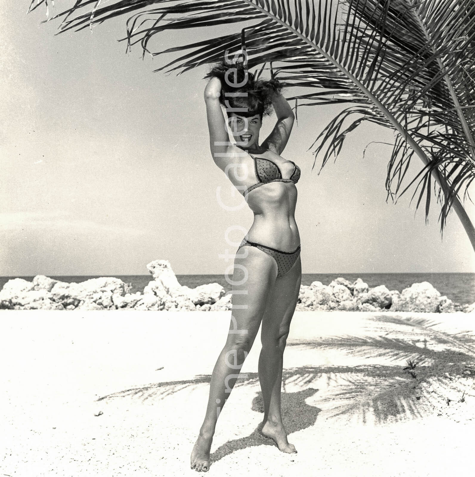 1954 Vintage BETTIE PAGE By BUNNY YEAGER Key West Original Stamped Silver Photo