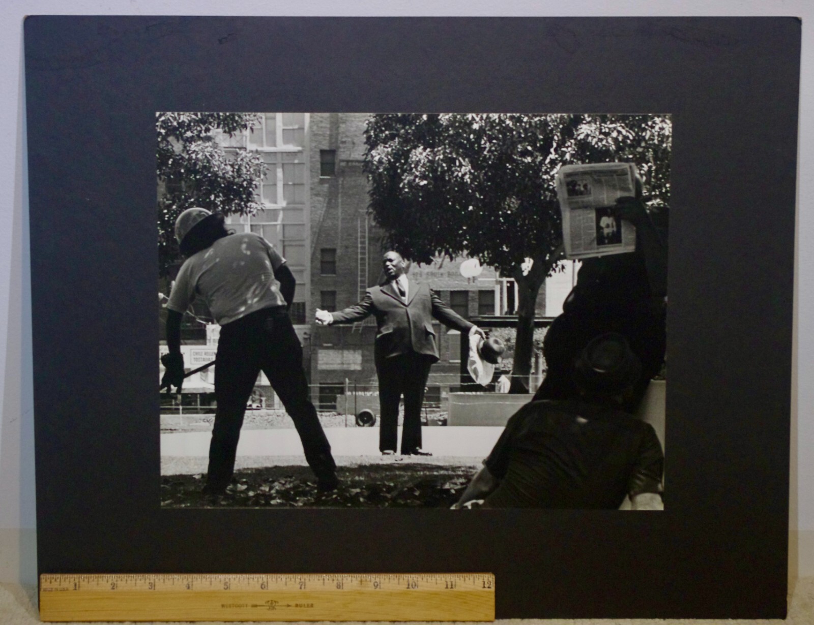 B&W Photograph- Signed Matted- 1976 Free speech public square no one listens!