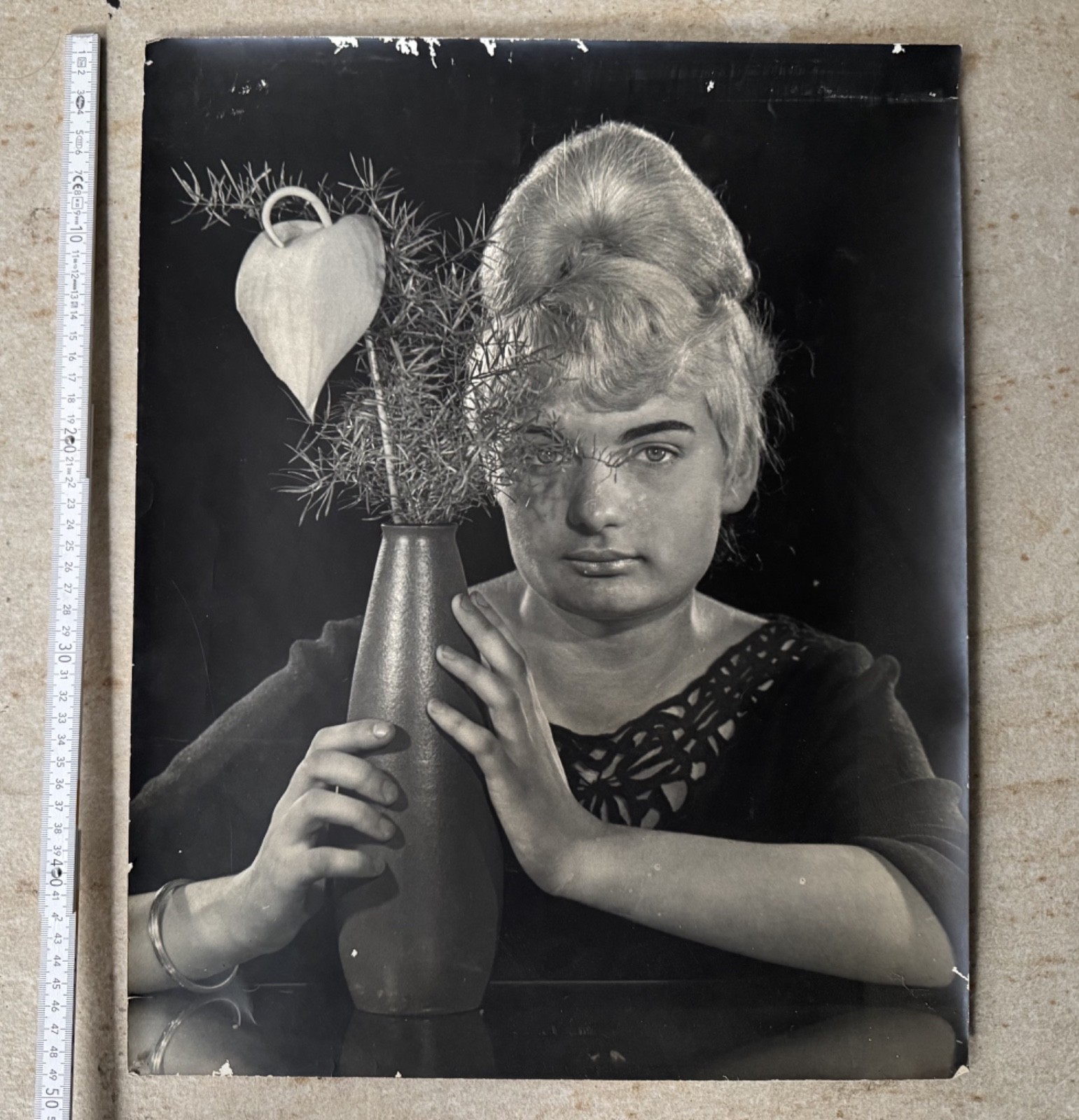 Original Old S/W Photo Modefoto GDR Approx. 50er Years Woman – ca.15 11/16×19