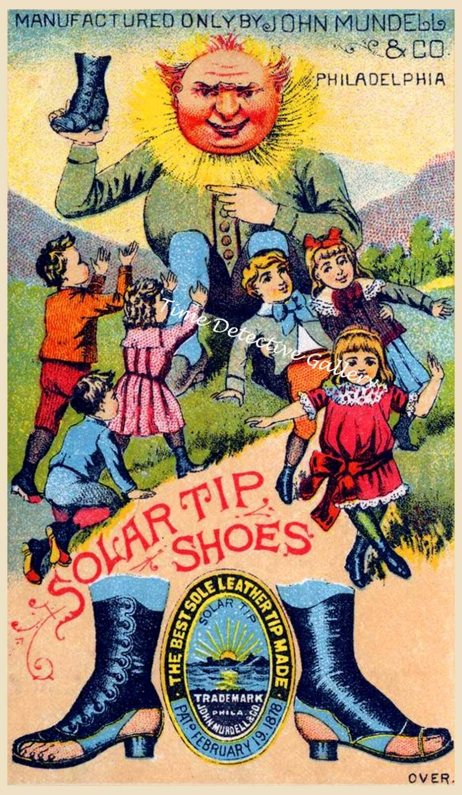 Solar Tip Shoes by John Mundell Advertisement -1880s- Historic Advertising Print