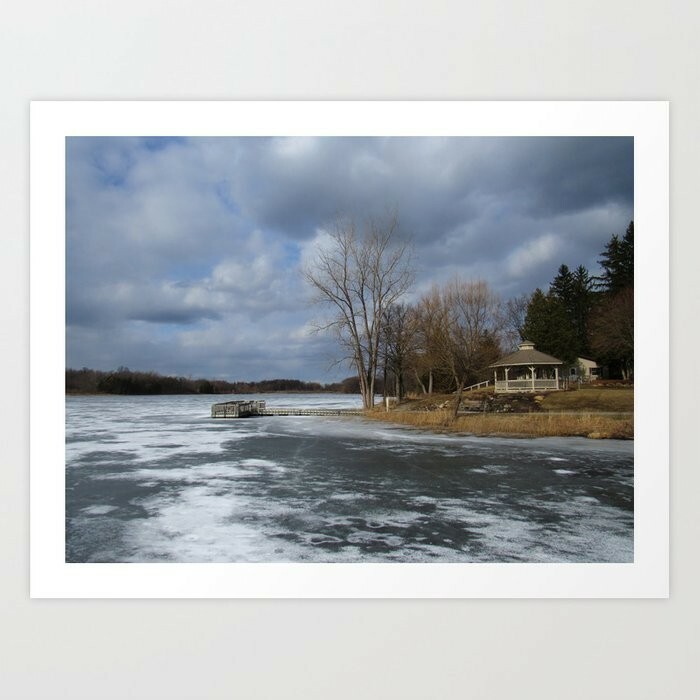 art print 28″ x 22″Frostbitten Haven photography Pavilion Lake Winter trees sky