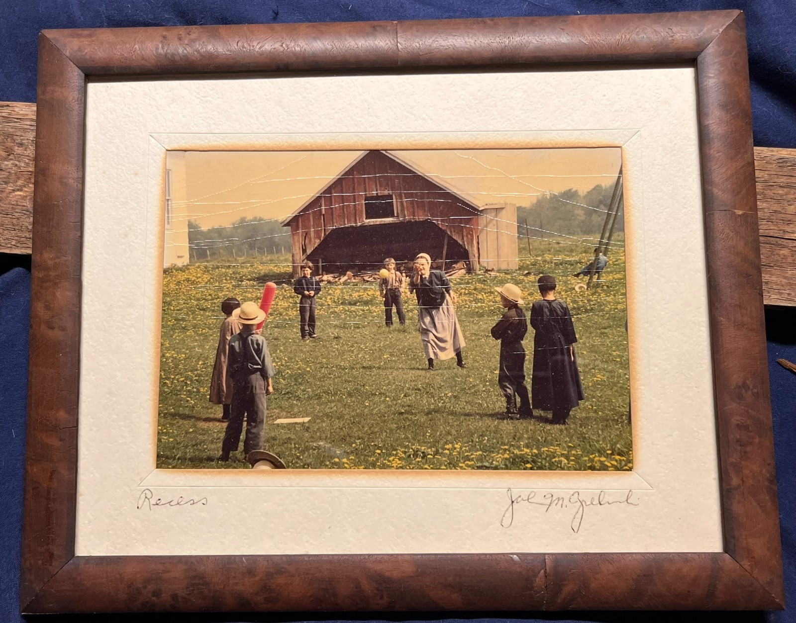 1971-72 Artist Signed Photograph “Recess” Amish School Yard Aylmer, Ontario