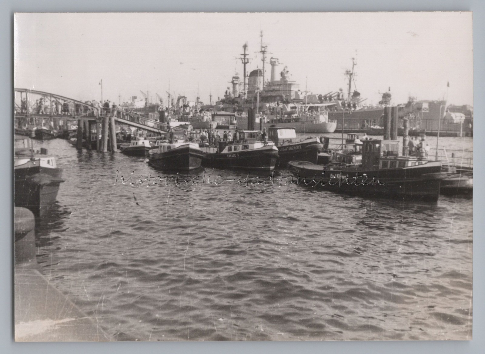 Hamburg 1955 – Warship Tugboat Ships – Old Photo 1950s