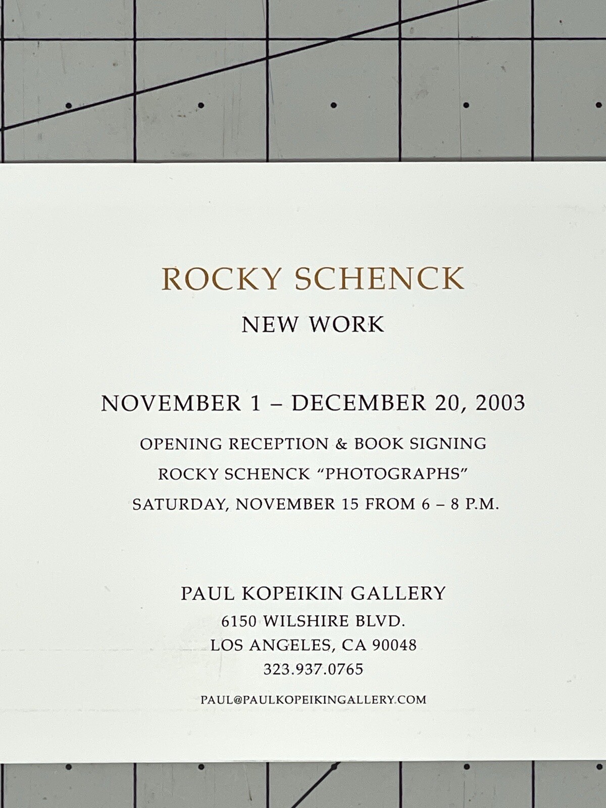 Rocky Schenk (b. 1955) Art Announcement Card 2003 Los Angeles CA