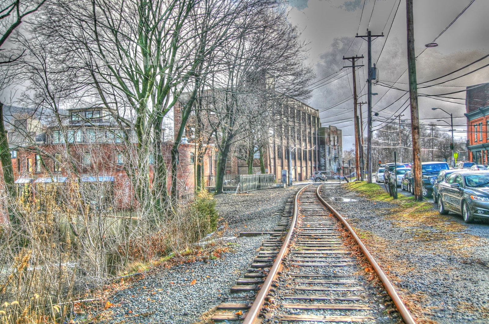 Beacon NY train tracks hdr living room bar cityy rebirth canvas print