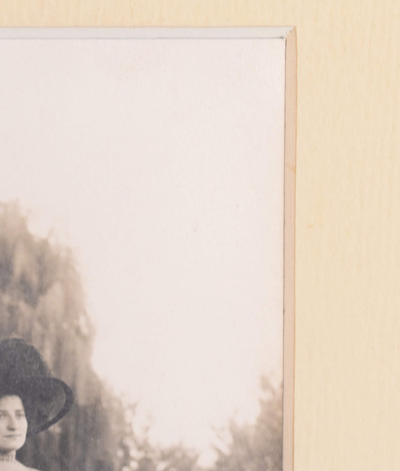Vintage Photograph of a Woman Wearing a White Dress and a Black Hat