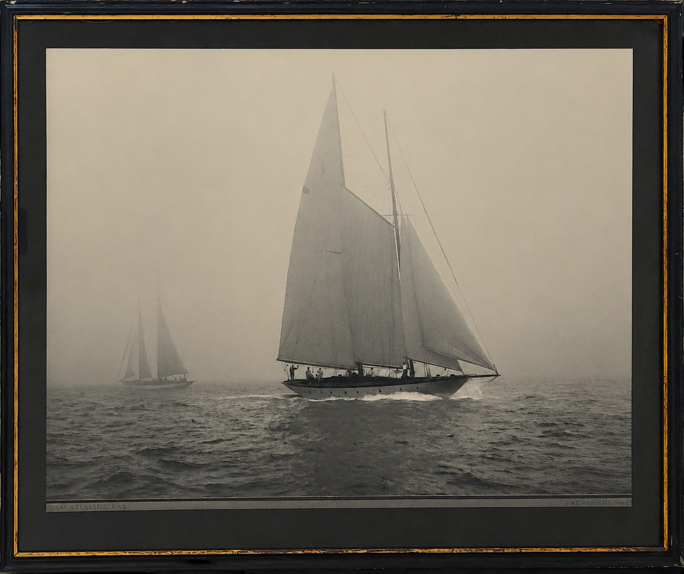 Original JOHN R HOGAN Photo Cold Atlantic Fog Signed Framed c1940s 16×20 Sailing