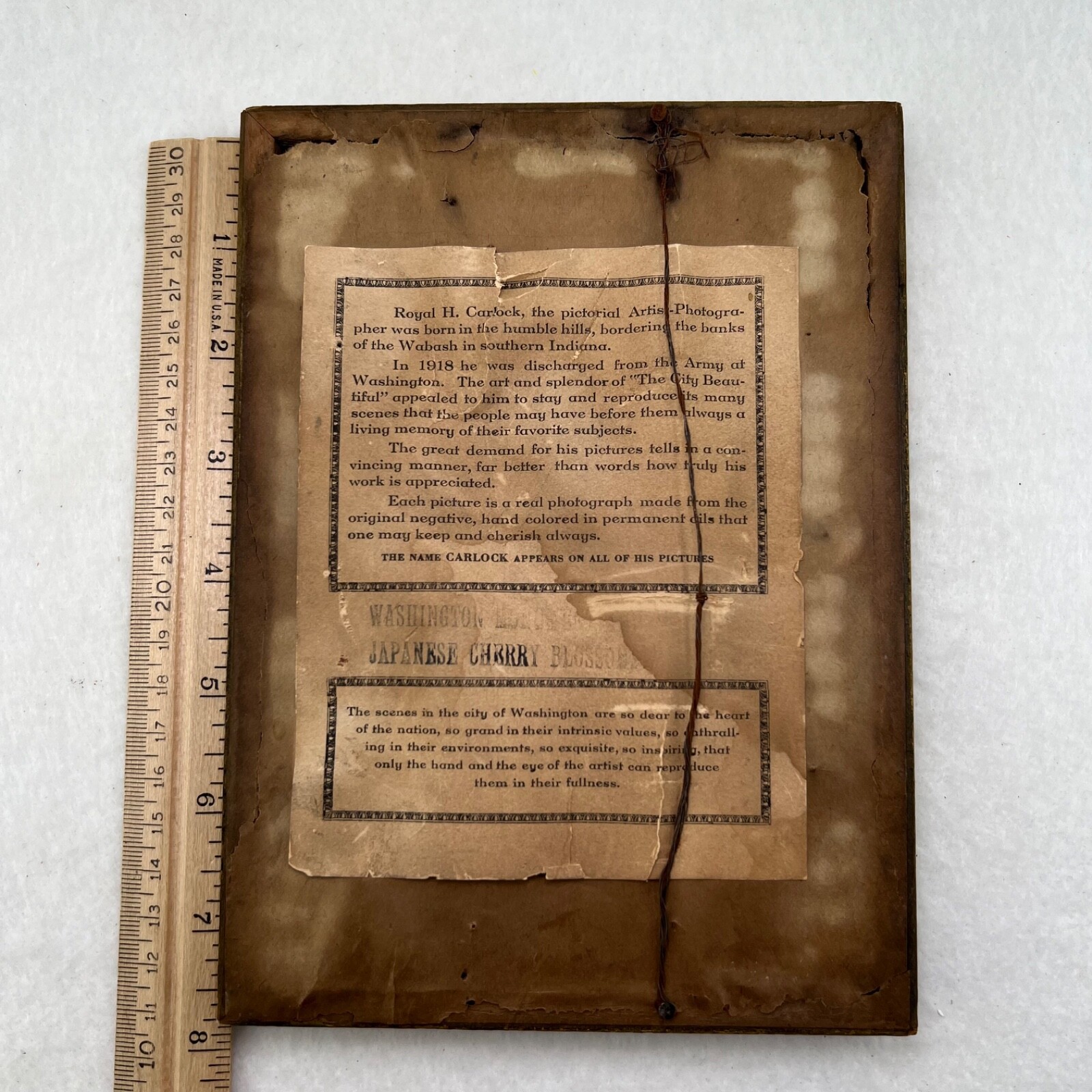 Old Royal H. Carlock Photo Washington Monument Colored Embossed Framed 8×6
