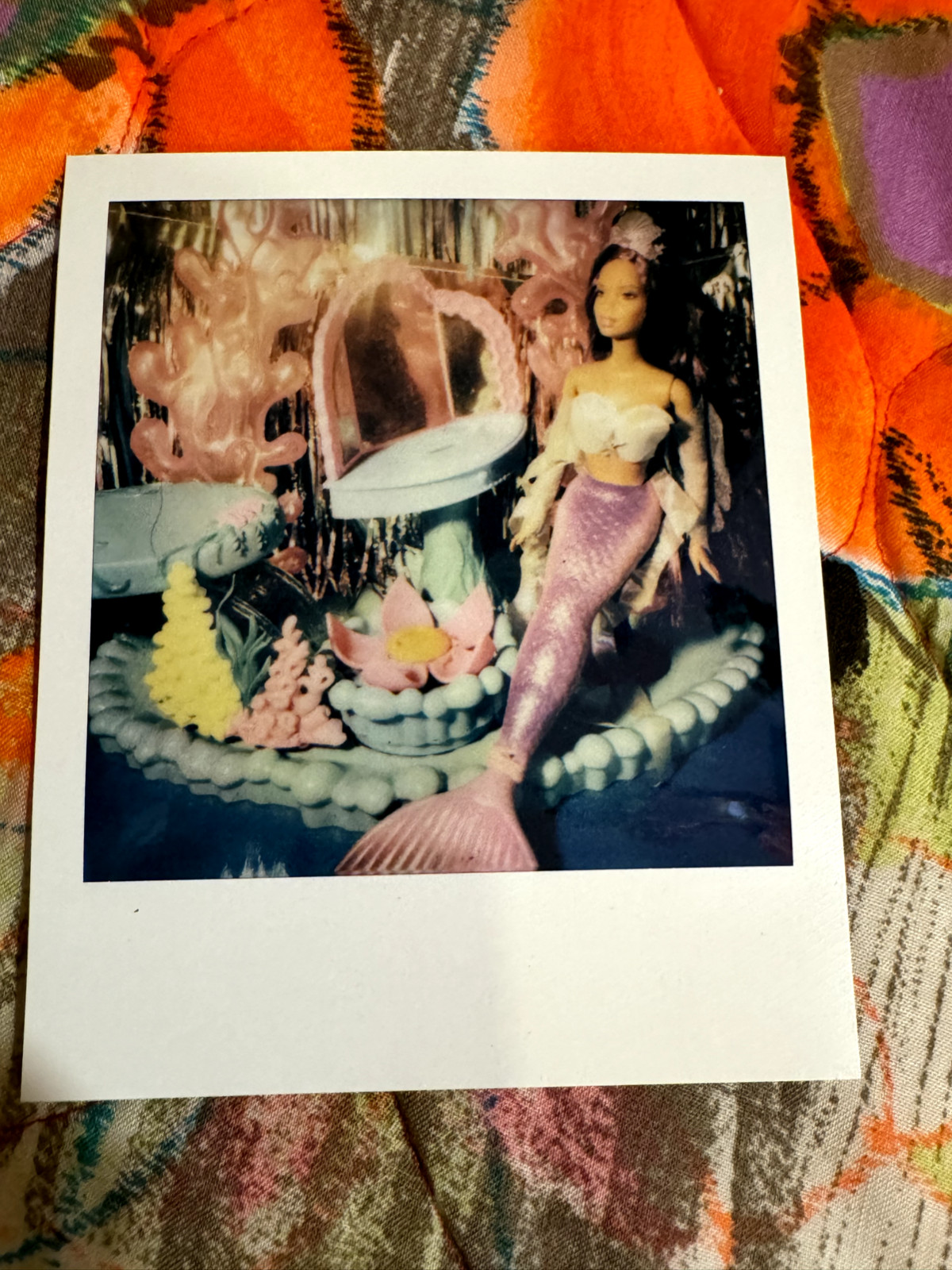 Original Polaroid Artwork of Mermaid Barbie Christie 2002 Fantasy