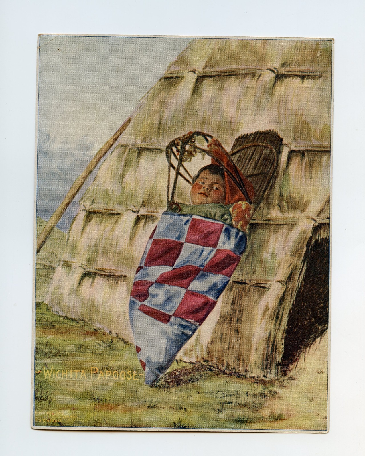 RARE 1903 FRANK RINEHART LITHOGRAPH INDIAN Witchita Papoose 8″ x 6″