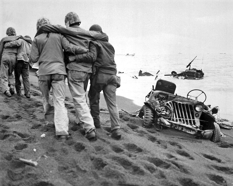 New World War II Photo: Wounded Marines and Navy Corpsmen on Iwo Jima – 6 Sizes!
