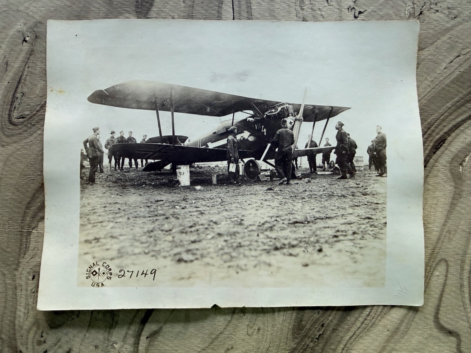 SIGNAL CORPS PHOTO GERMAN PLANE SHOT DOWN Black and White Photo 6 1/2″ X 8 1/2″
