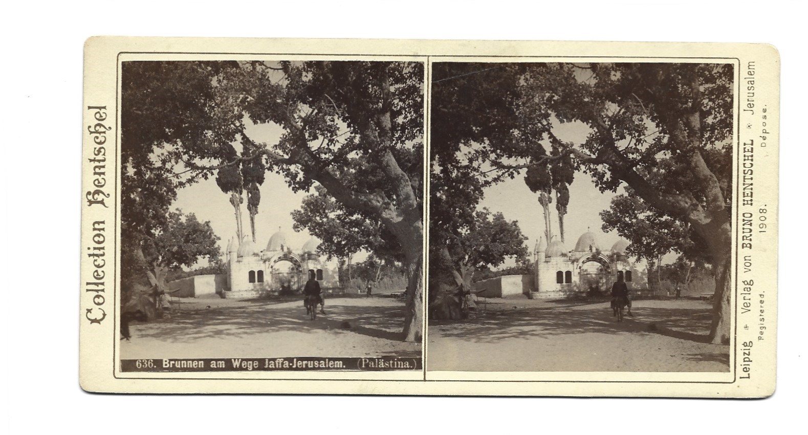 S314/ Stereo Photo By The Way Jaffa-Jerusalem Palestine Collection Hentschel 1908