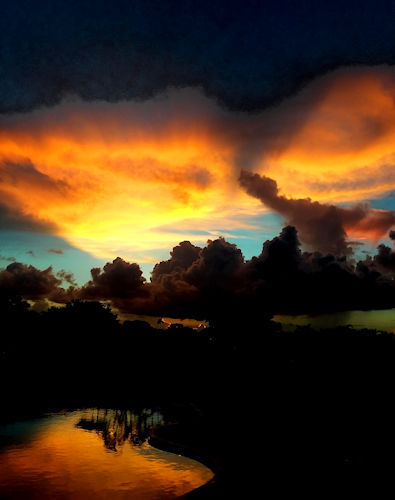 8 1/2 x 11″ HI RES COLOR PHOTO of BEAUTIFUL AMBER SUNSET IN SOUTH FLORIDA