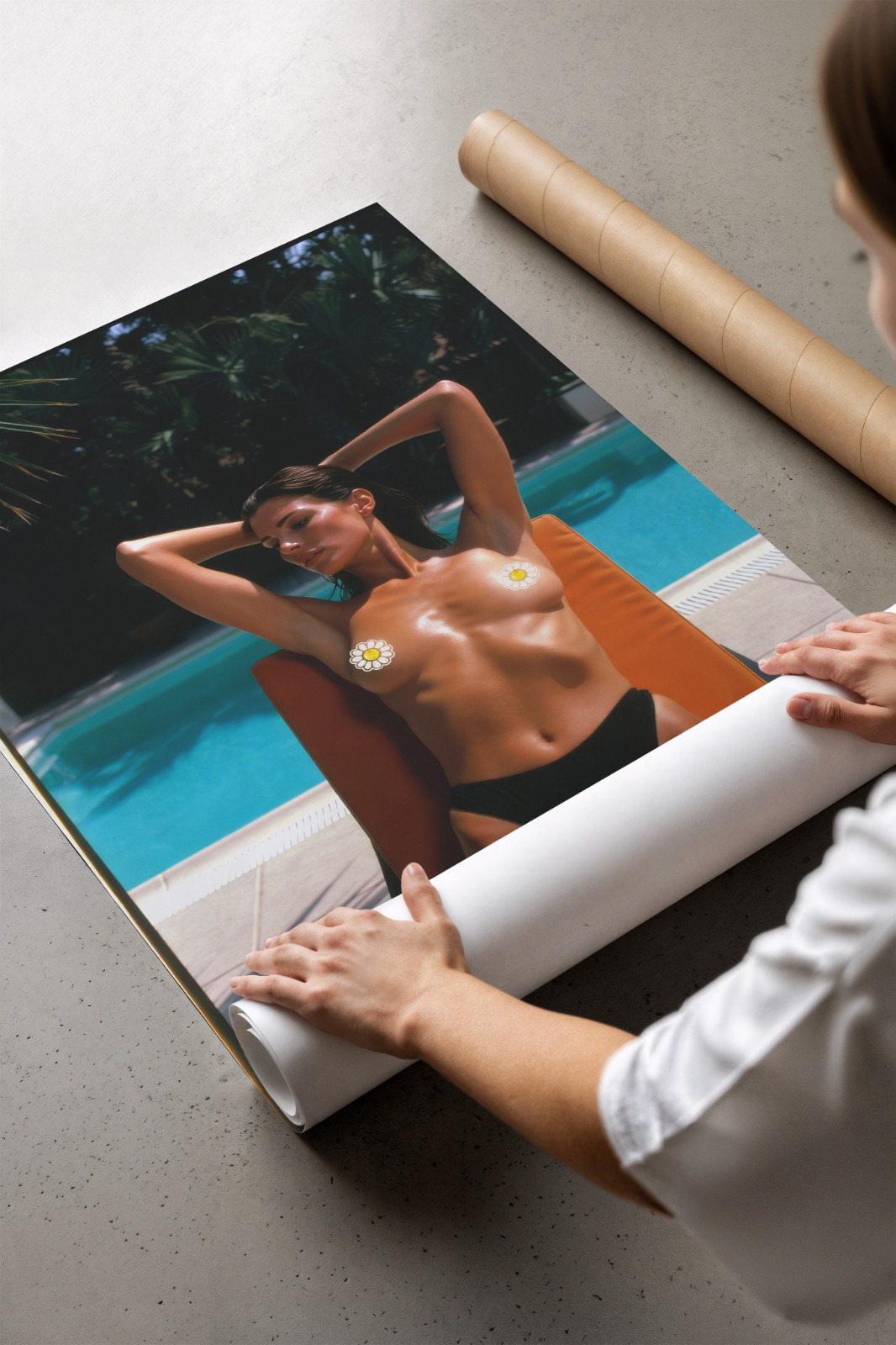 Retro 90s Women Poolside Poster Vintage Glamour Wall Art Luster Photo Print