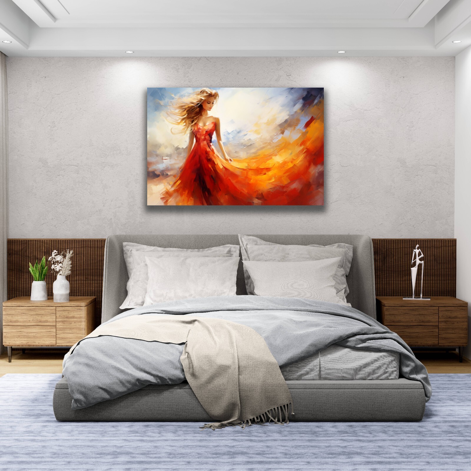 Woman Painting, Abstract Colorful Rainbow Female Painting, Beautiful Modern Art