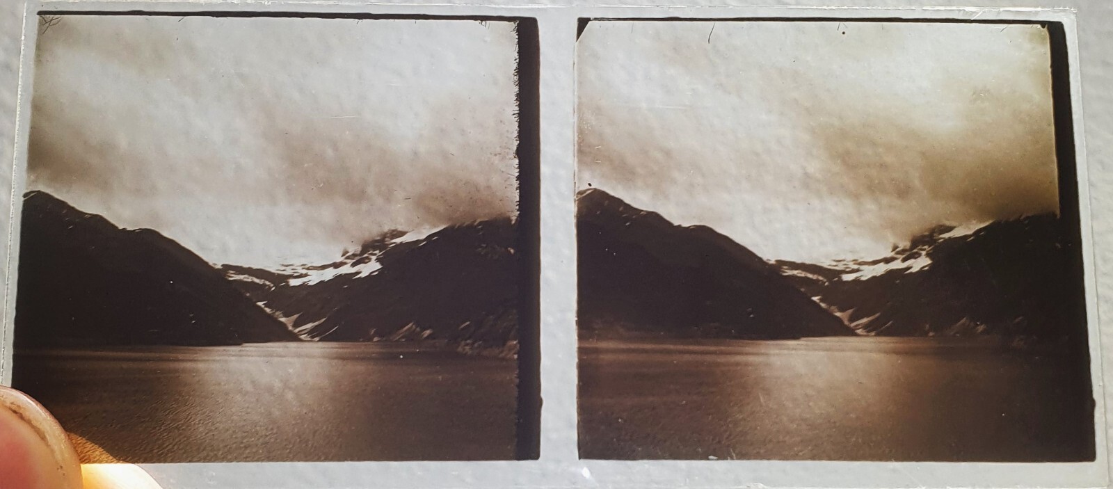 Photo Glass Plaque Early 1900s Mountaineering – 12.5 X 6Cm