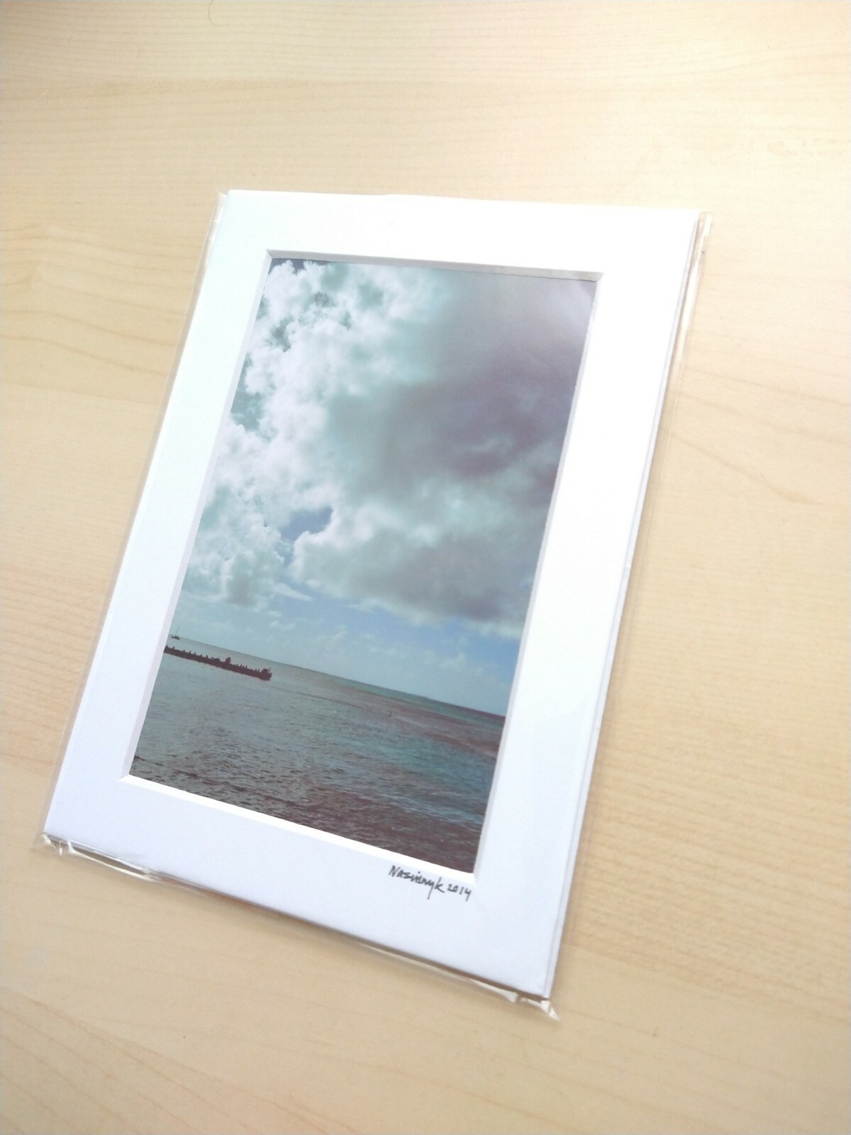 Matted Photo Print Ocean Storm Caribbean Sky Modern Photography Home Decor