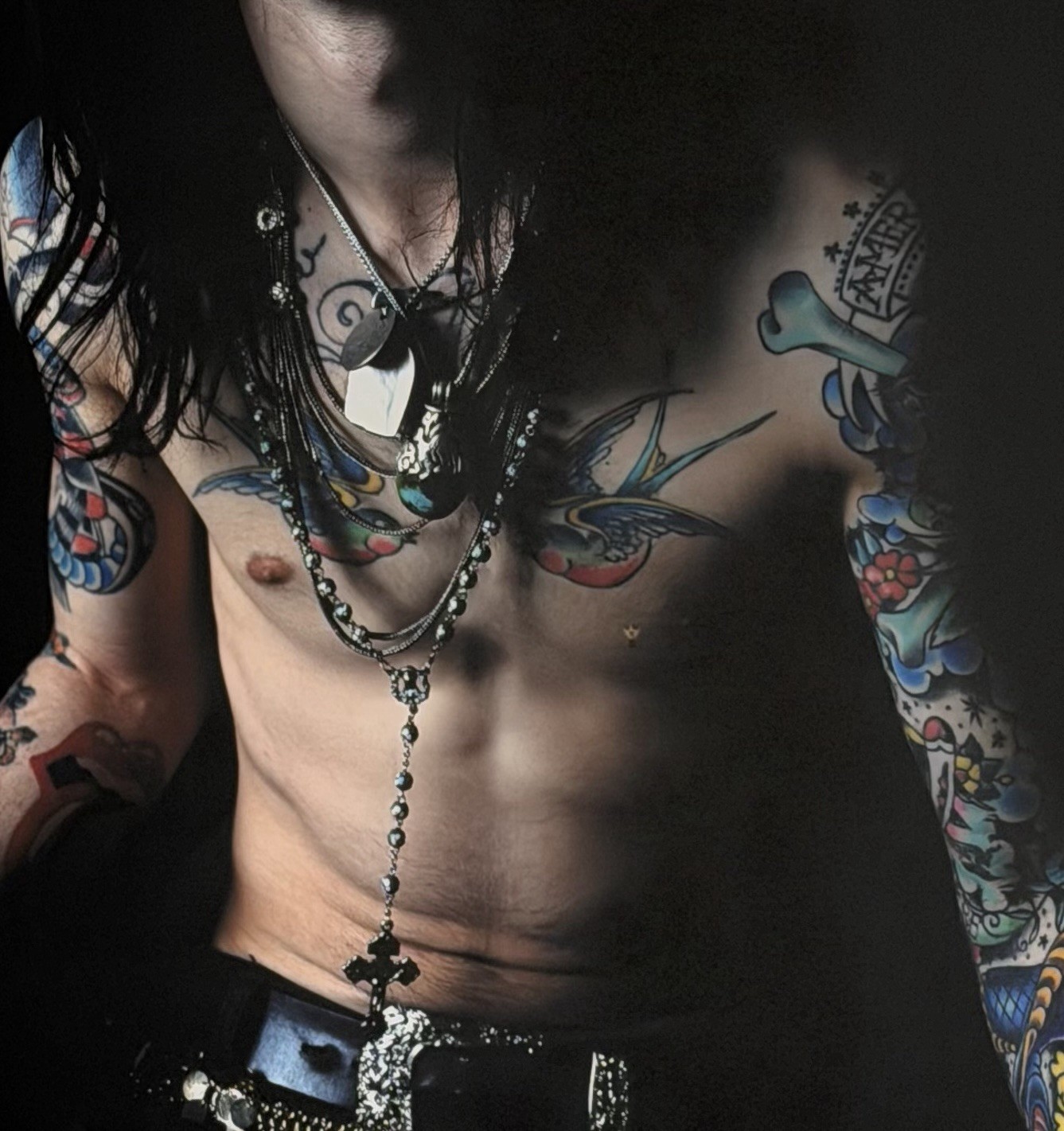 Large Format High Quality Color Photographic Print Tattooed Rock and Roll Guy