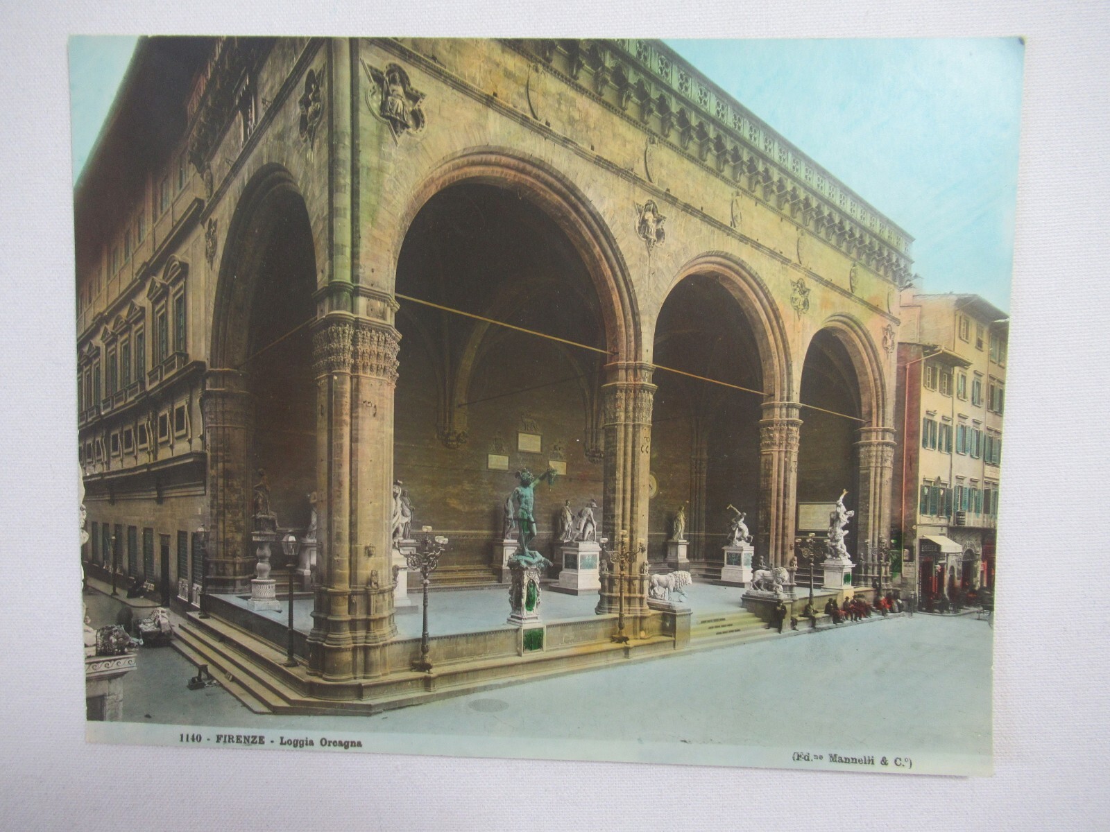 Firenze Loggia dei Lanzi Hand Colored Art Photo Print Florence Italy Oreagna