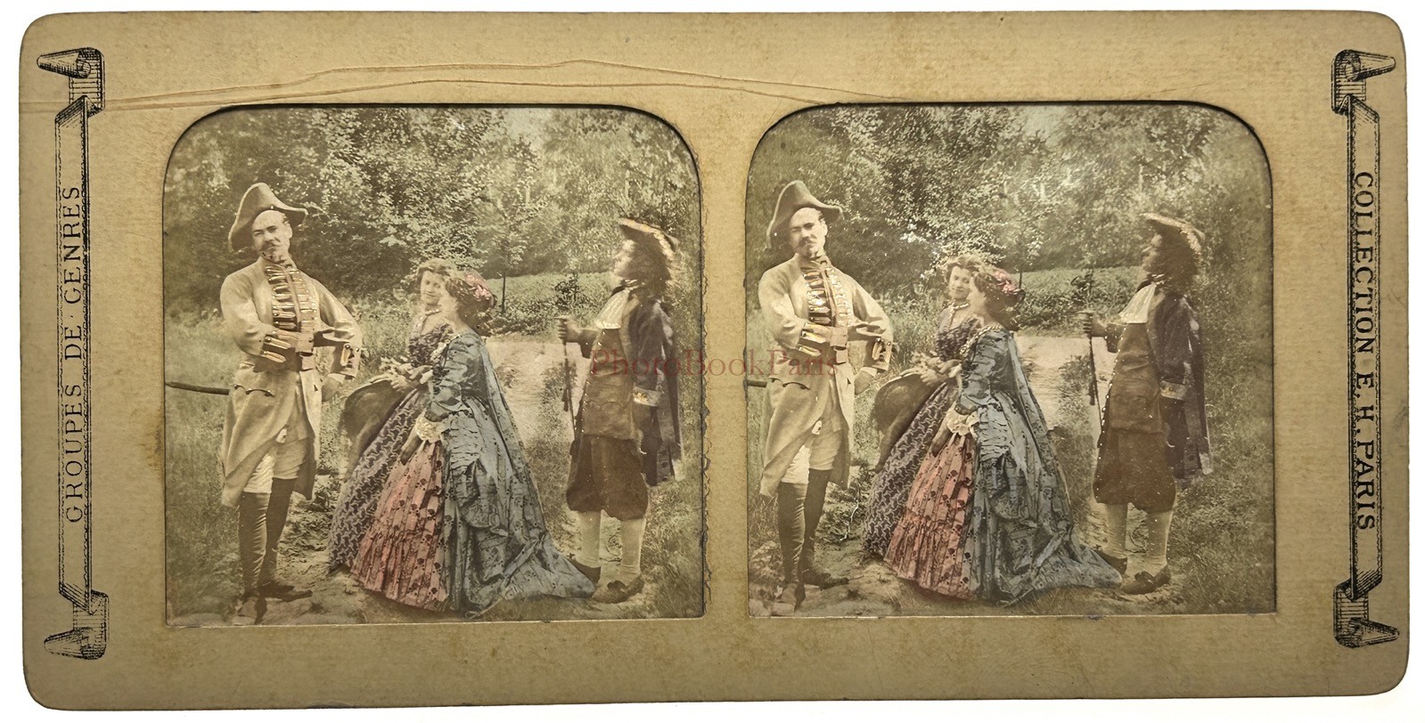 Genre Scene Costume Antique Gallantry C1870 Photo Stereo Diorama Vintage