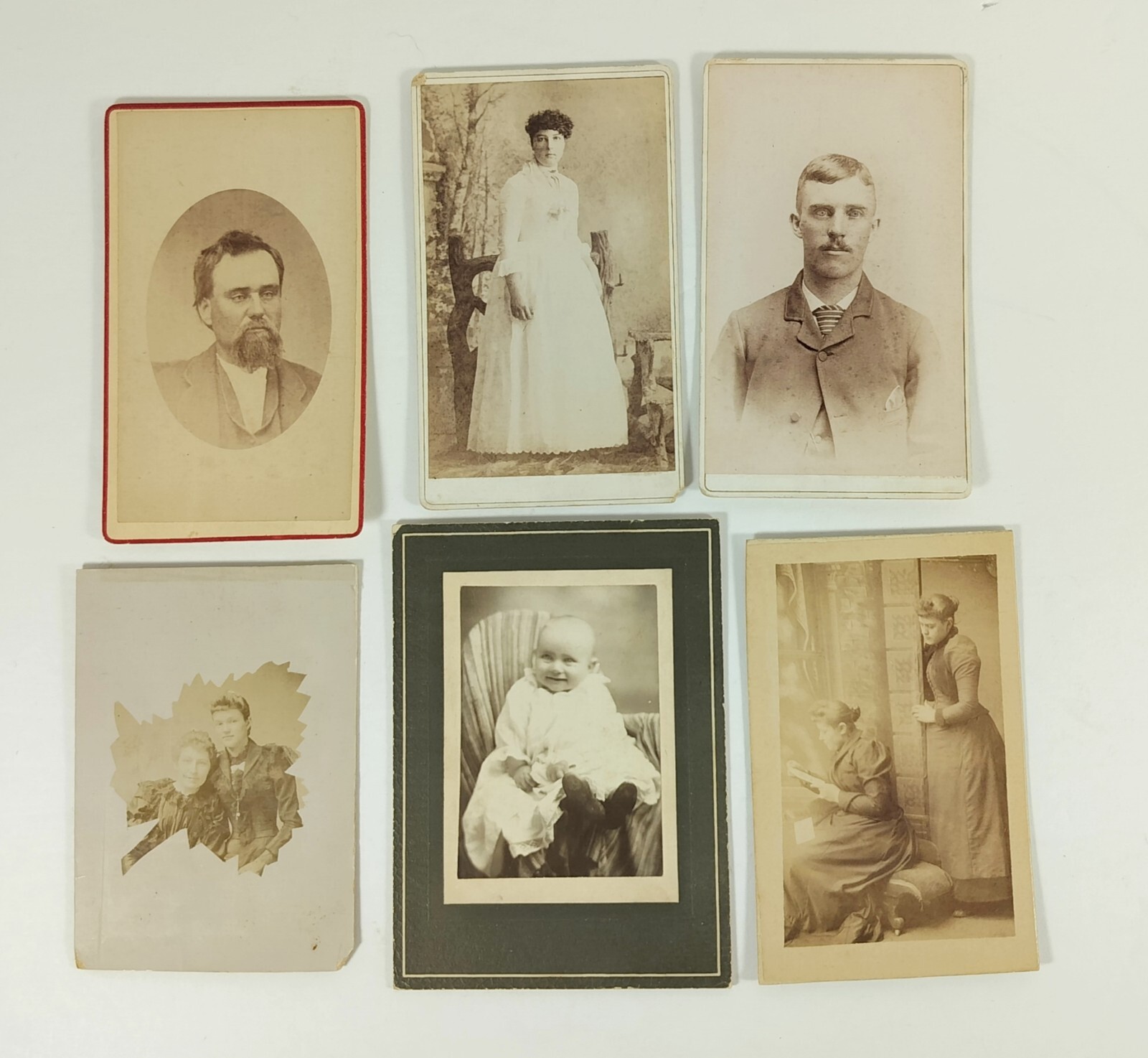 Antique Small Cabinet Cards Lot of 6 Various Men, Women, and A Baby
