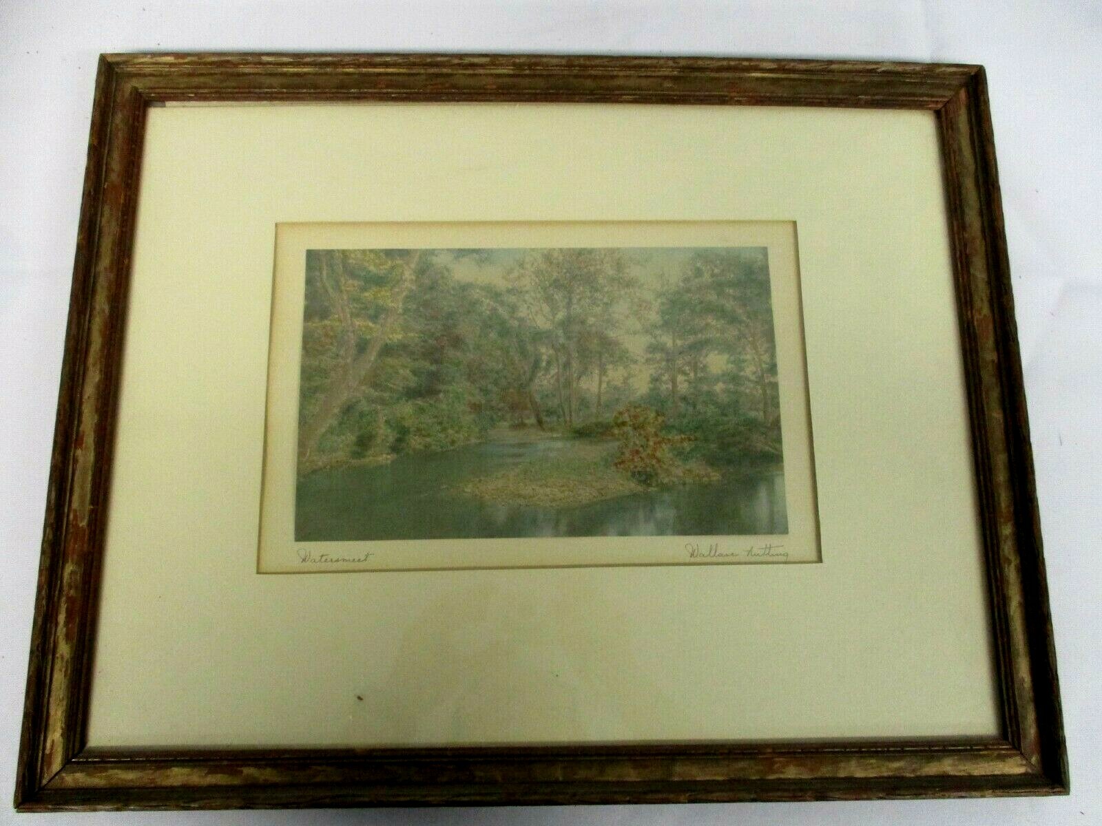 WALLACE NUTTING “WATERS MEET” HAND TINTED PHOTO NEW ENGLAND VINTAGE SIGNED
